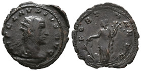 Claudius II (268-270). Antoninianus (23mm, 3.90g). Siscia. Radiate, draped and cuirassed bust r. R/ Fortuna standing l., holding rudder and cornucopia...
