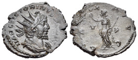 Victorinus (269-271). Antoninianus (22mm, 2.74g, 12h). Treveri. Radiate, draped and cuirassed bust r. R/Pax standing left, holding branch and transver...