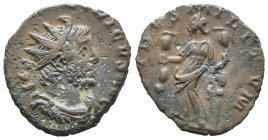 Victorinus (269-271). Antoninianus (15mm, 2.65g). Treveri, late AD 269. Radiate, draped and cuirassed bust r. R/ Fides standing l., holding two signa....