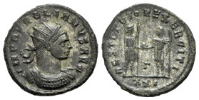 Aurelian (270-275). Antoninianus (22mm, 4.36g, 6h). Cyzicus, AD 275. Radiate and cuirassed bust r. R/ Aurelian, on the r., standing l., holding sceptr...