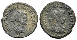 Aurelian and Vabalathus (270-275). Antoninianus (21mm, 3.21g, 11h). Antioch, 270-2. Radiate and cuirassed bust of Aurelian r.; S below. R/ Laureate, d...