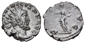 Tetricus I (271-274). Antoninianus (17mm, 3.57g, 6h). Treveri. Radiate, draped and cuirassed bust to r. R/Pax standing to l., holding olive-branch and...