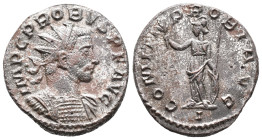 Probus (276-282). Antoninianus (19mm, 3.99g). Lugdunum, AD 281. Radiate, draped and cuirassed bust r. R/ Minerva standing l., holding branch, spear an...