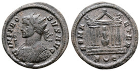 Probus (276-282). Æ Antoninianus (23 mm, 8.60 g), Rome, 279. Obv. IMP PROBVS AVG Radiate and mantled bust of Probus to left, holding eagle-tipped scep...