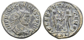 Carinus (283-285). Antoninianus (20 mm, 3.70 g), Cyzicus, 284. Obv. IMP M AVR CARINVS P F AVG Radiate, draped, and cuirassed bust of Carinus to right....