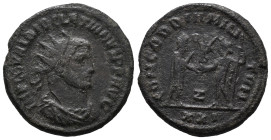 Diocletian (284-305). Antoninianus (21mm, 3.65g). Antioch, 293-5. Radiate, draped and cuirassed bust r. R/ Emperor standing r., holding sceptre and re...
