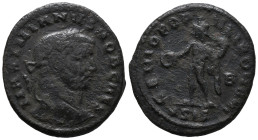 Galerius (Caesar, 293-305). Æ Follis (27mm, 9.58g). Siscia, AD 294. Laureate head r. R/ Genius standing l., holding patera and cornucopia; S-B. RIC VI...