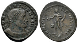 Constantius I (Caesar, 293-305). Æ Follis (29mm, 9.65g, 6h). Treveri, c. 302-3. Laureate and cuirassed bust r. R/ Genius standing l., holding patera a...