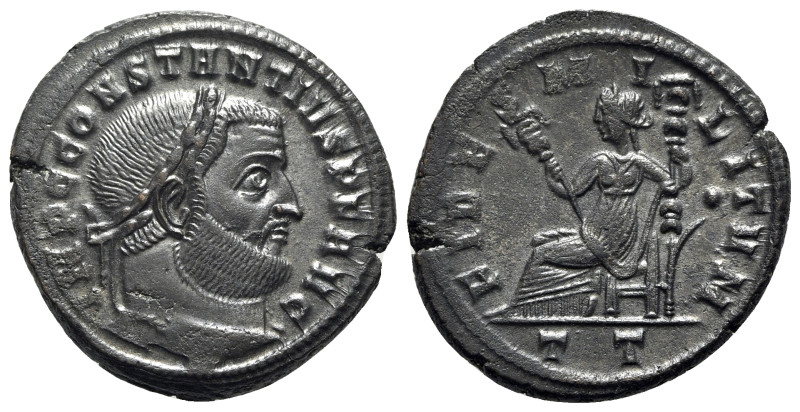 Constantius I (305-306). Æ Follis (28mm, 10.28g, 6h). Ticinum, AD 305. Laureate ...