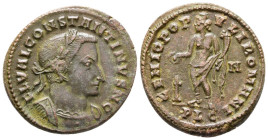 Constantine I, Caesar, 306-307. Æ Follis (26 mm 8,81 g), Lugdunum. 307. Obv. FL VAL CONSTANTINVS N C Laureate amd cuirassed bust of Constantine I righ...