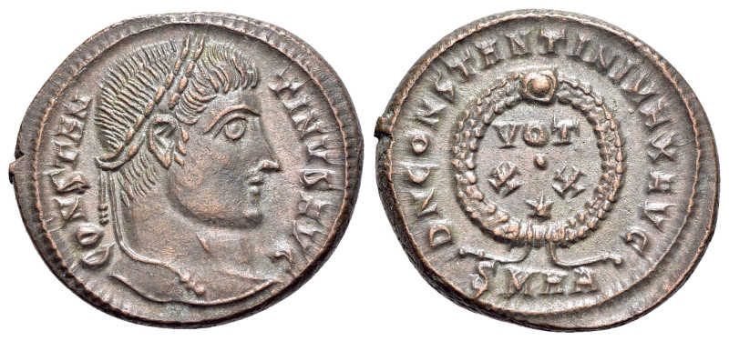 Constantine I (307/310-337). Æ Follis (17mm, 3.96g, 5h). Heraclea, AD 324. Laure...