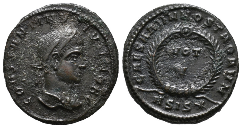 Constantine II (Caesar, 316-337). Æ Follis (19mm, 3.05g). Siscia, 320-1. Laureat...