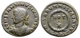 Constantine II (Caesar, 316-337). Æ Follis (18 mm, 2.55 g), Thessalonica, 324. Obv. CONSTANTINVS IVN NOB C Laureate, draped, and cuirassed bust of Con...