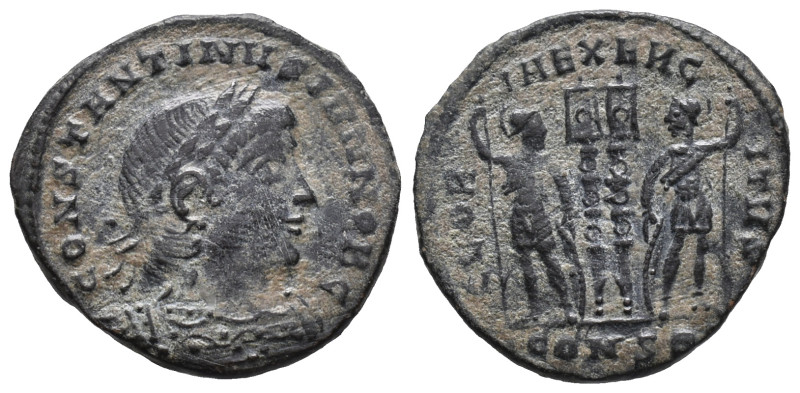 Constantine II (Caesar, 316-337). Æ (18mm, 2.70g). Constantinople. Laureate and ...