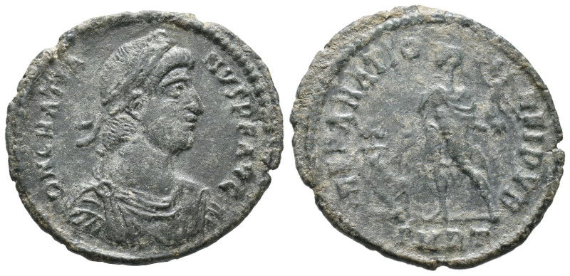 Gratian (363-383). Æ (23mm, 4.7g). Rome, 378-383. Pearl-diademed, draped and cui...