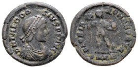 Theodosius I, 379-395. Æ2 (21 mm, 4.24 g), Cyzicus, 392.395. Obv. D N THEODOSIVS P F AVG Pearl-diademed, draped and cuirassed bust of Theodosius I rig...