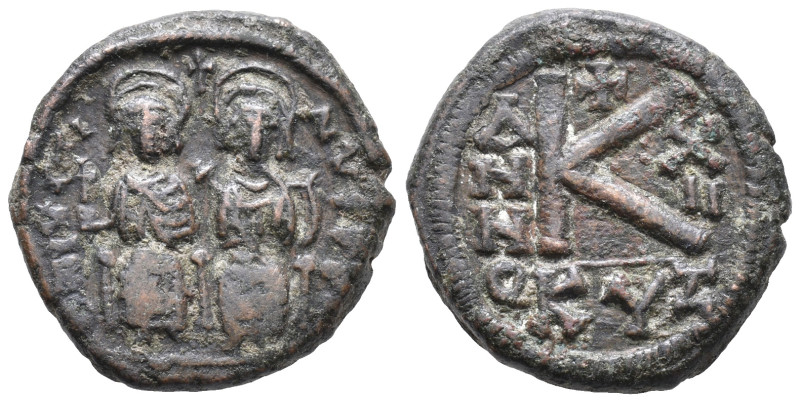 Justin II and Sophia (565-578). Æ 20 Nummi (19mm, 8.3g). Cyzicus, year 13 (577-8...