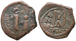 Heraclius with Heraclius Constantine (610-641). Æ 40 Nummi (28mm, 11.69g). Constantinople, year 2(?). Heraclius, on l. and Heraclius Constantine, on r...