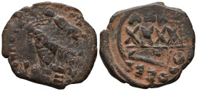 Heraclius with Heraclius Constantine (610-641). Æ 40 Nummi (31mm, 16.12g). Constantinople. Heraclius, on l. and Heraclius Constantine, on r., standing...