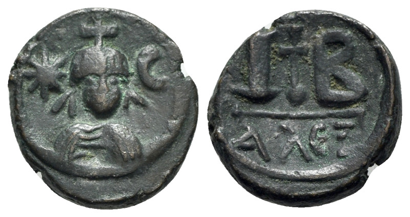 Heraclius (610-641). Æ 12 Nummi (18mm, 5.02g, 6h). Alexandria, 618-628. Crowned,...