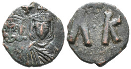 Leo V and Constantine (813-820). Æ 20 Nummi (16mm, 3.19g). Syracuse, 817-820. Crowned half-length facing busts of Leo V, bearded, and Constantine, bea...