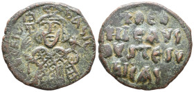 Theophilus (829-842). Æ 40 Nummi (26mm, 8.45g). Constantinople, 830/1-842. Crowned half-length figure facing, holding labarum and globus cruciger. R/ ...