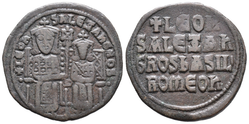 Leo VI and Alexander (886-912). Æ 40 Nummi (24mm, 6.41g). Constantinople. Leo VI...