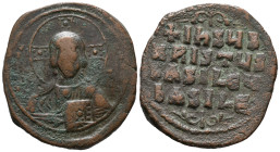 Anonymous, time of Basil II and Constantine VIII (c. 976-1025). Æ 40 Nummi (33mm, 18.16g). Facing bust of Christ Pantocrator. R/ Legend in four lines,...