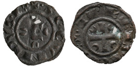 Italy, Brindisi. Corrado II (1254-1258). BI Denaro (14mm, 0.50g, 12h). Large C; four crescents around. R/ Cross; four crescents in quarters. Spahr 178...