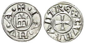 Italy, Genoa, Republic (1139-1339). AR Denaro (15mm, 0.79g, 1h). IANVA, Castle. R/ CVNRADVS REX, patent cross. CNI 1/69; MIR 16.