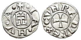 Italy, Genoa, Republic (1139-1339). AR Denaro (15mm, 0.81g, 9h). IANVA, Castle. R/ CVNRADVS REX, patent cross. CNI 1/69; MIR 16.