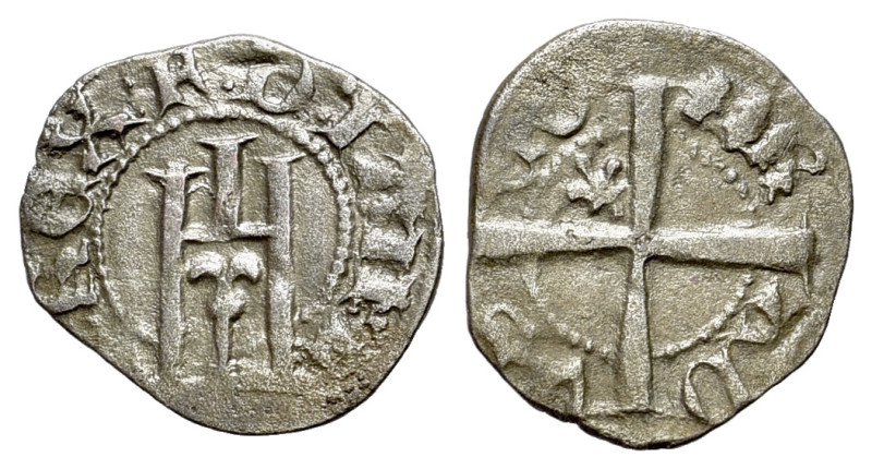 Italy, Genoa. Carlo VI of France (1396). Billon Minuto (13mm, 0.68g, 5h). Genoes...