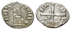 Italy, Genoa. Carlo VI of France (1396). Billon Minuto (14mm, 0.70g, 5h). Genoese gateway. R/ Long cross with fleur-de-lis. Cf Lunardi 57.