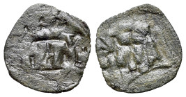 Italy, Lucca. Enrico III, IV o V (1004-1024) Denaro (15mm, 0.77g). Monogram of Enrico. R/ LVCA e EHNRICVS. MIR 107/109