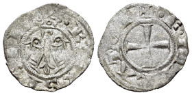 Italy, Sicily, Messina. Federico I (1198-1250). BI Denaro (18mm, 0.80g, 3h). ✠ • F • IPERATOR, cross potent. R/ • R • EX SICIL •, crowned eagle standi...