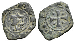 Italy, Sicily, Messina. Federico III (1296-1337). Æ Denaro (14mm, 0.64g, 3h). Crowned head l. R/ Patent cross; in each quarter, small globe. Spahr 46;...