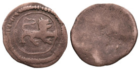 Uncertain. Æ (15mm, 0.60g). Lion leaping r. within circle. R/ Blank. VF