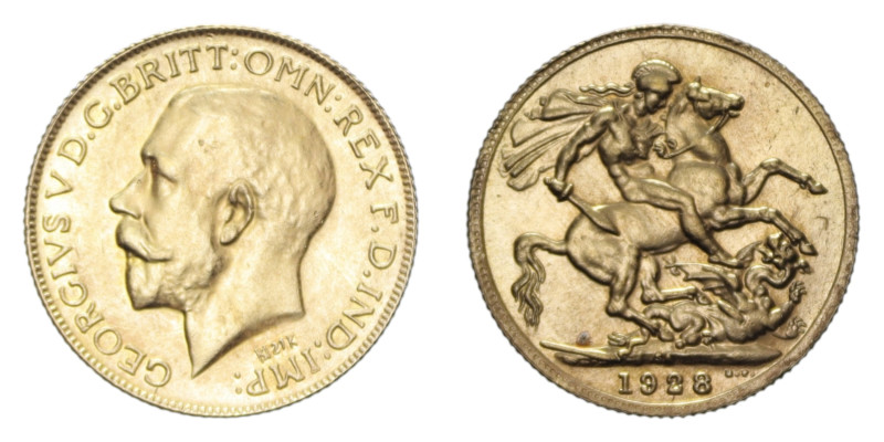 ARABIA SAUDITA GIORGIO V STERLINA 1928 AU. 8 GR. SPL-FDC