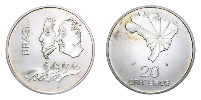 BRASILE 20 CRUZEIROS 1972 AG. 18,07 GR. FDC