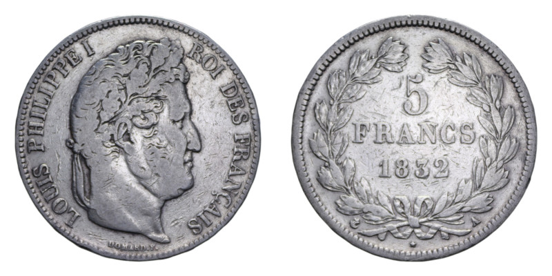 FRANCA LUIGI FILIPPO I 5 FRANCS 1832 A AG. 24,73 GR. BB