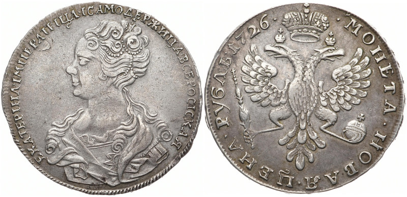 RUSSLAND GROSSFUERSTENTUM / KAISERREICH
Katharina I., 1725 - 1727. Rubel 1726, ...