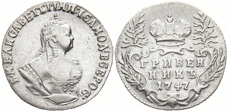 RUSSLAND GROSSFUERSTENTUM / KAISERREICH
Elisabeth, 1741 - 1761. Griwennik 1747,...