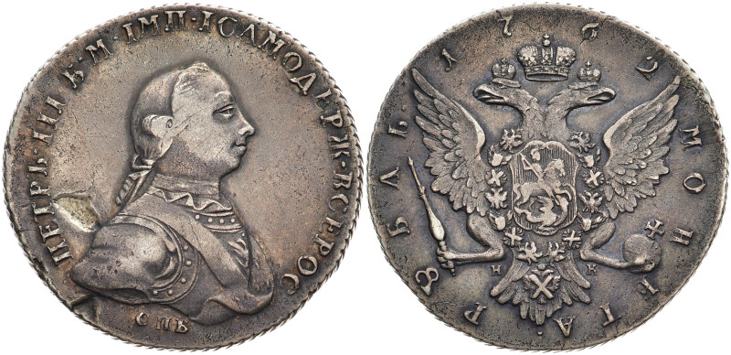 RUSSLAND GROSSFUERSTENTUM / KAISERREICH
Peter III., 1762. Rubel 1762, St. Peter...