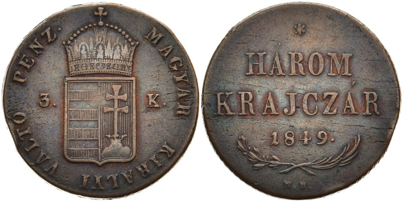 HABSBURGER BIS 1866
Franz Josef, 1848 - 1916. Ku.- 3 Kreuzer 1849 NB, Nagybanya...