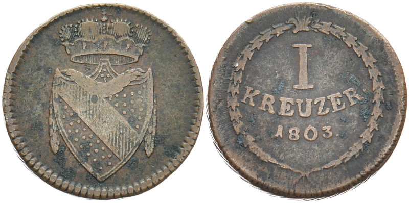 BADEN - DURLACH
Karl Friedrich, 1738 / 1746 - 1811. Kreuzer 1803. AKS 6; J. 3. ...