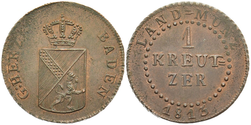 BADEN - DURLACH
Karl Ludwig Friedrich, 1811 - 1818. Kreuzer 1813. AKS. 36; J. 1...