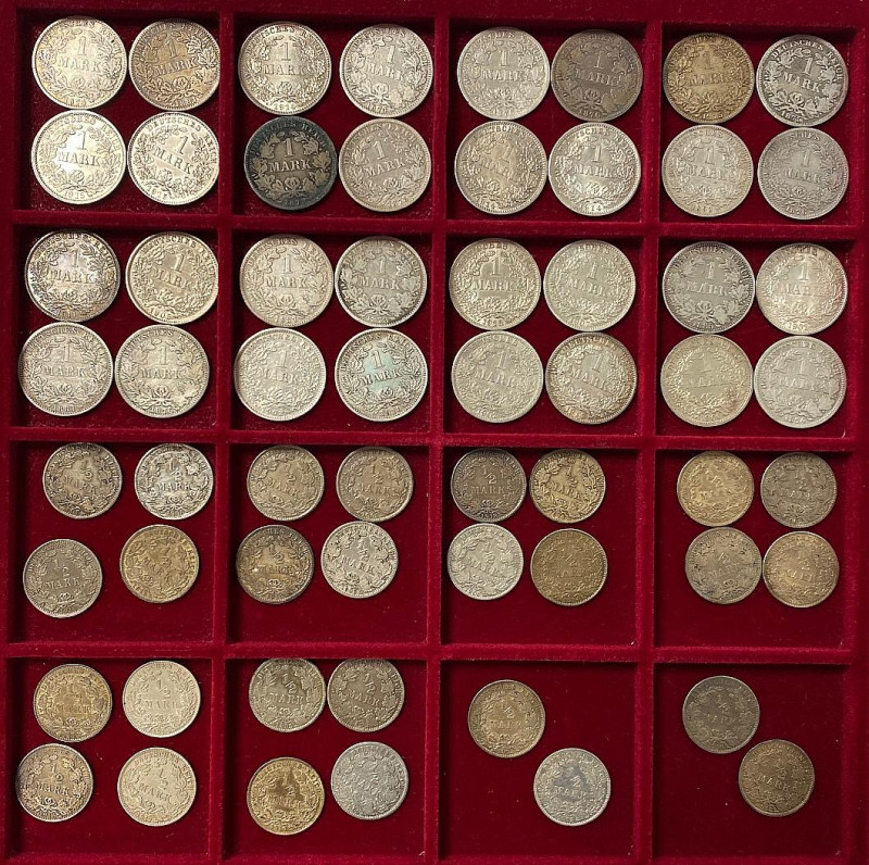 REICHSKLEINMÜNZEN
 1 Mark 1874 und ff. Jahgänge. Dazu: 1/2 Mark 1905 und ff. Ja...