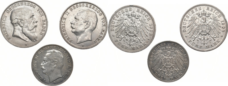 REICHSSILBERMÜNZEN BADEN
Friedrich I., 1856-1907. 5 Mark 1903. Dazu: Friedrich ...