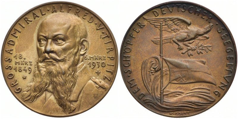 GOETZ-MEDAILLEN
 Bronzemedaille 1930. Tod des Großadmirals Alfred von Tirpitz. ...