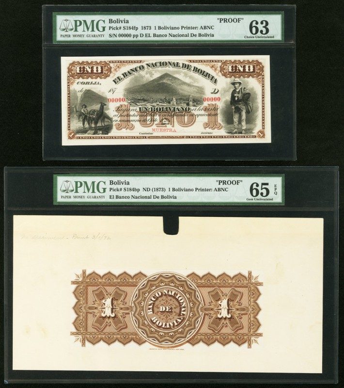 Bolivia Banco Nacional de Bolivia 1 Boliviano 1873 Pick S184fp; S184bp Front And...